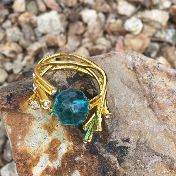 Gold branch ring with rhinestone accents… - Picture 2 of 9